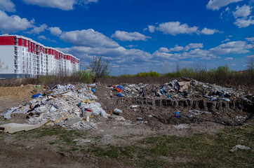 Unauthorized illegal landfill. Violation of the law, harm to the environment and the environment -...
