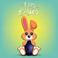 Rabbit with easter egg decorated in the form of a bowling ball