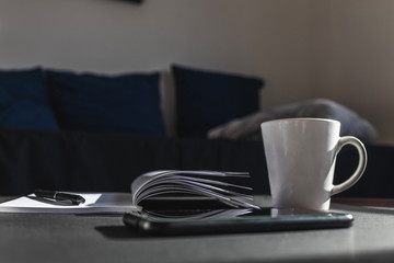 Drinking coffee at home