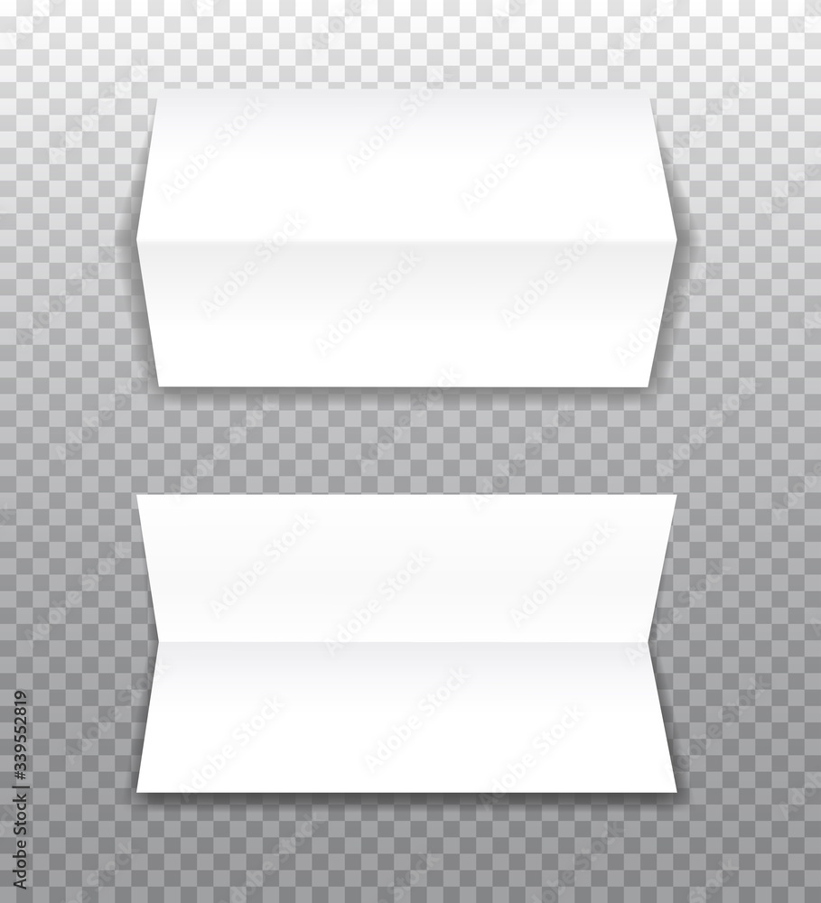 Aufkleber set of realistic bifold paper brochures on transparent background with soft shadows. white booklet t