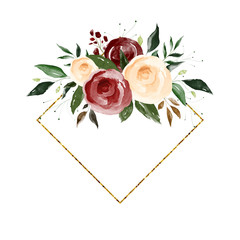 Modern Watercolor Flower Frame Abstract © ChinnishaArts