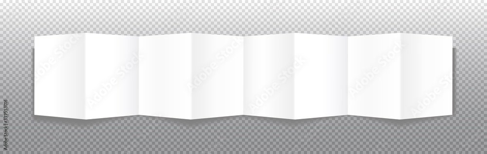 Poster realistic bifold horizontal paper brochures on transparent background with soft shadows. white open 