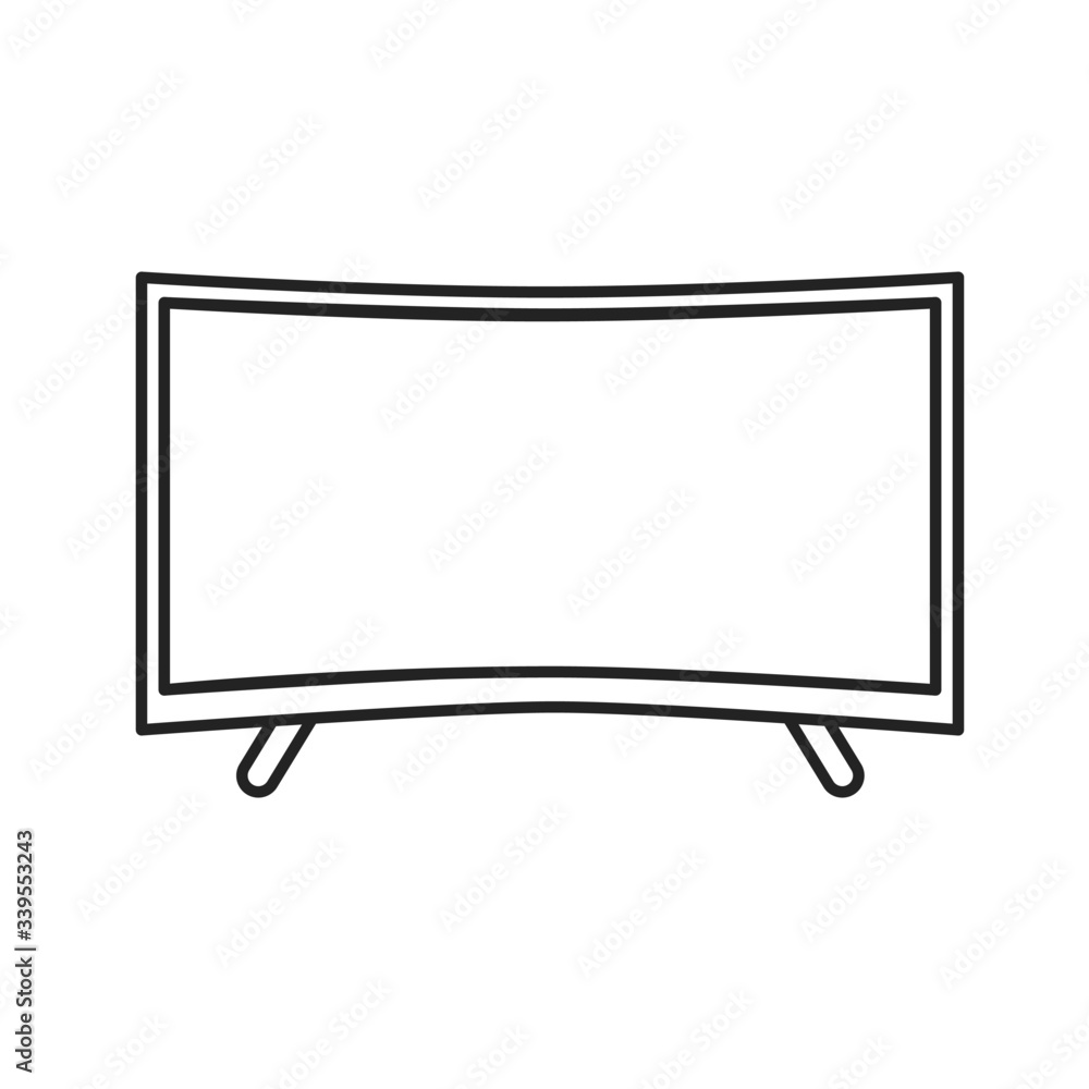 Poster curved screen black line icon. type of tv screen. allowing a wider field of view. pictogram for web 