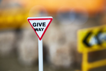 give way. road signs. construction site