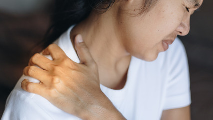 Women with shoulder pain ,Pain relief concept