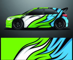 Fototapeta premium Rally car decal graphic wrap vector, abstract background
