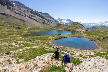 Les lacs les Jumeaux, Orcieres Merlette, Parc national des Écrins, Hautes-Alpes, France