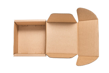 Brown cardboard box, mock up, isolated, top, inside