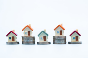 Saving money concept, coin stack growing business, save money for investment. White background