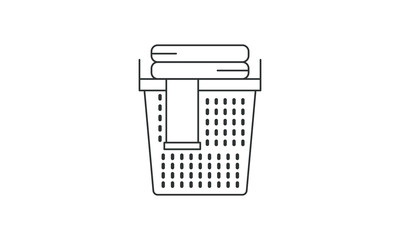 Laundry basket, clean, cloth, housework, washing, basket, towel, blanket, full, clothing, textile, fresh, vector free icon