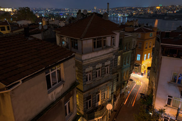 Fototapeta na wymiar One of the main intersections of the joint areas of Fener and Balat, Istanbul, Turkey