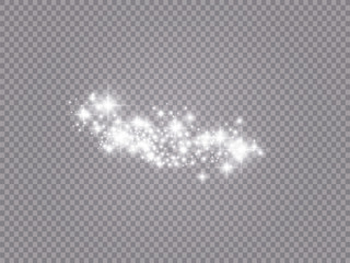 Glowing light effect with many glitter particles isolated on transparent background. Vector starry cloud with dust. Magic christmas decoration