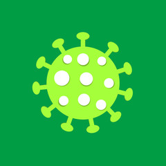 Green Vector Covid-19 Coronavirus infection/virus icon. Flet icon of virus, symbol of disease and quarantine.