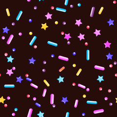 Sprinkle Cupcake Donut Topping. Seamless Pattern 
