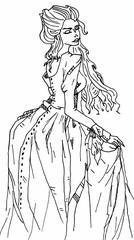 Girl in western style clothes. Graphic image.