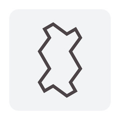 Interlocking concrete paver icon. For construction and lay on ground to create pattern in garden and outdoor. That is landscape architecture material with texture on surface. Made from concrete cement