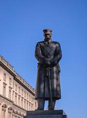 Naklejka premium Jozef Pilsudski Monument located near Pilsudski Square in Warsaw city, Poland