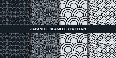Illustration vector graphic set of Japanese seamless pattern. good for print design. fabric or wallpaper.