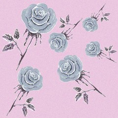 set with gray roses on a pink background, fabric, packaging, paper for scrubbing, wallpaper