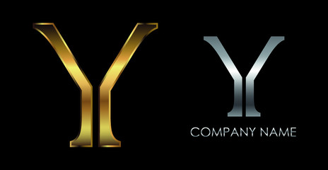 Gold and silver letter Y logo.Luxury logo design.