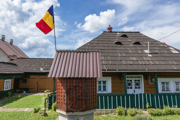 Covered weel in front of a house in Romanian village of Marginea