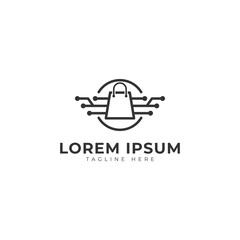 Shopping Cyber with Bag Logo Vector Icon Illustration