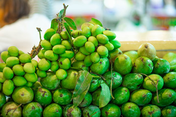 Fresh green sour mango at Bangkok street night market