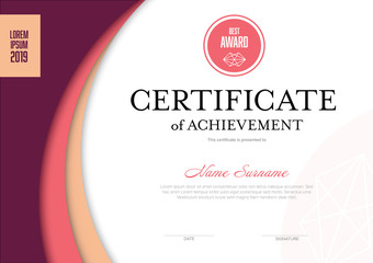 Solid pink certificate template