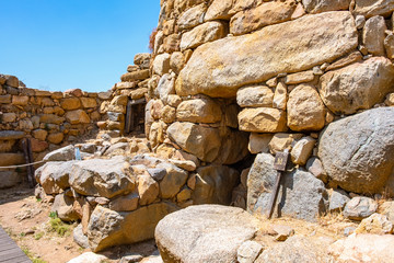 Arzachena, Sardinia, Italy - Archeological ruins of Nuragic complex La Prisgiona - Nuraghe La...