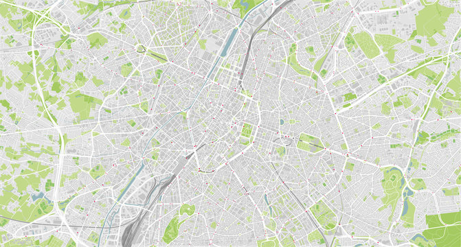 Detailed vector map of Brussels, Belgium