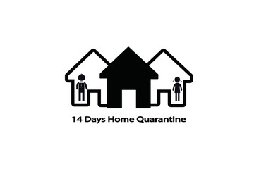 14 days home quarantine icon.Prevention of viral outbreaks by detention or lock yourself inside the house 14 days icon. protect corona-virus or COVID-19 infection concept.