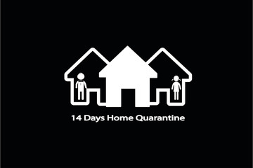 14 days home quarantine icon.Prevention of viral outbreaks by detention or lock yourself inside the house 14 days icon. protect corona-virus or COVID-19 infection concept.