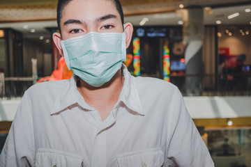 Protection against contagious disease., coronavirus, Asian young boy wearing hygienic mask to prevent infection., Airborne respiratory illness such as flu., 2019-nCoV.