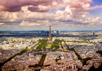 Eiffel tower from la Tour Montparnasse with tiltshift effect