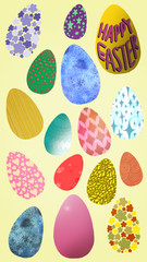 Easter Egg Pattern against Yellow Background