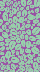 Purple and Green Phone Wallpaper of Seamless Coffee Bean Pattern Illustration