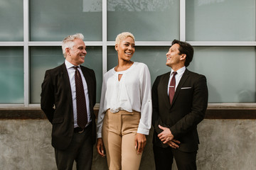 Happy coworkers on the rooftop