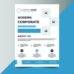 Blue Square Geometry Abstract Style Design Flyer Template