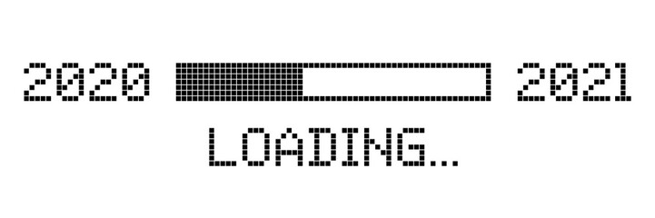 Pixelated progress bar showing loading of 2021 vector