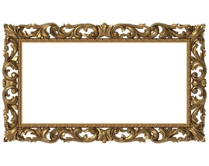 frame carved old bronze gold decorative on a white background 3d render
