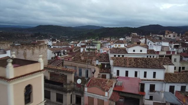 Drone aerial view segorbe city town wall