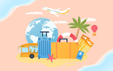 Summer holidays concept. Colorful flat vector illustration