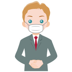 マスクをしたスーツの男性_上半身 