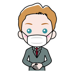 マスクをしたスーツの男性_上半身 