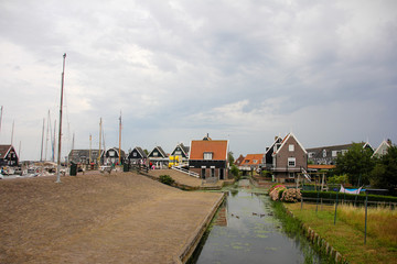 Fototapeta na wymiar Marken Canal with the background of houses