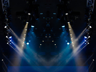 Abstract texture background for design. Stage light and smoke on stage, lighting and spotlights.