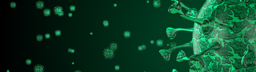 Microscope virus cell. Pandemic bacteria pathogen medical health risk, Corona COVID-19 Alert SOS, immunology, virology, epidemiology concept. 3D illustration
