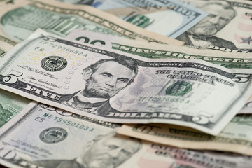 Different banknotes of american dollars