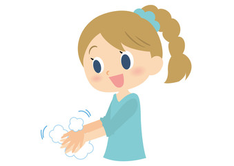 女子の手洗い　指の間