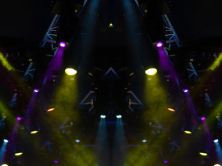 Abstract texture background for design. Stage light and smoke on stage, lighting and spotlights.